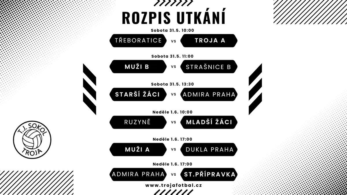 Rozpis zápasů 31.5. - 1.6.2025